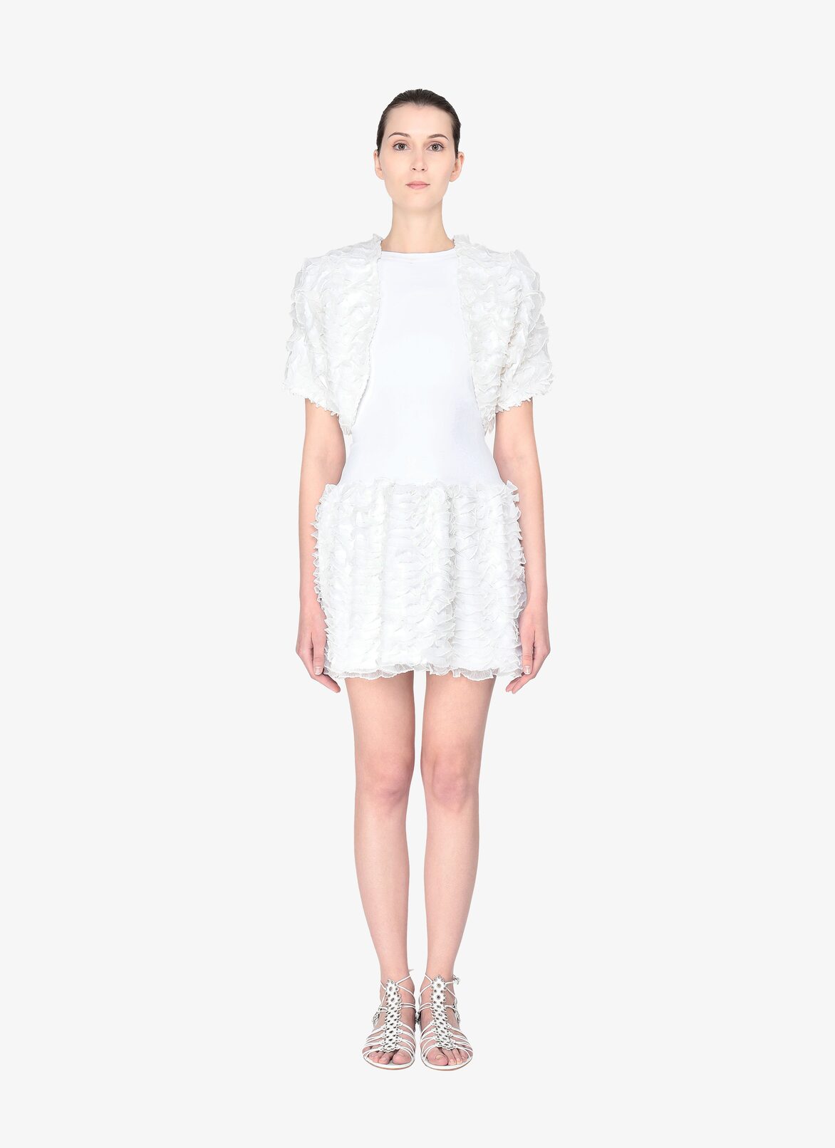 Ruffled Cardigan ALAÏA WHITE RUFFLED CARDIGAN